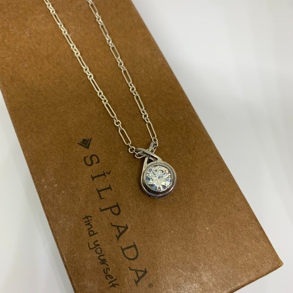 Silpada Jewelry - Silpada Sterling Silver Rare CZ Pendant 17" Chain
